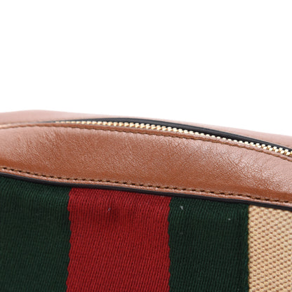 Gucci Vintage Canvas Web Shoulder Bag Sand Cuir 8 of 11