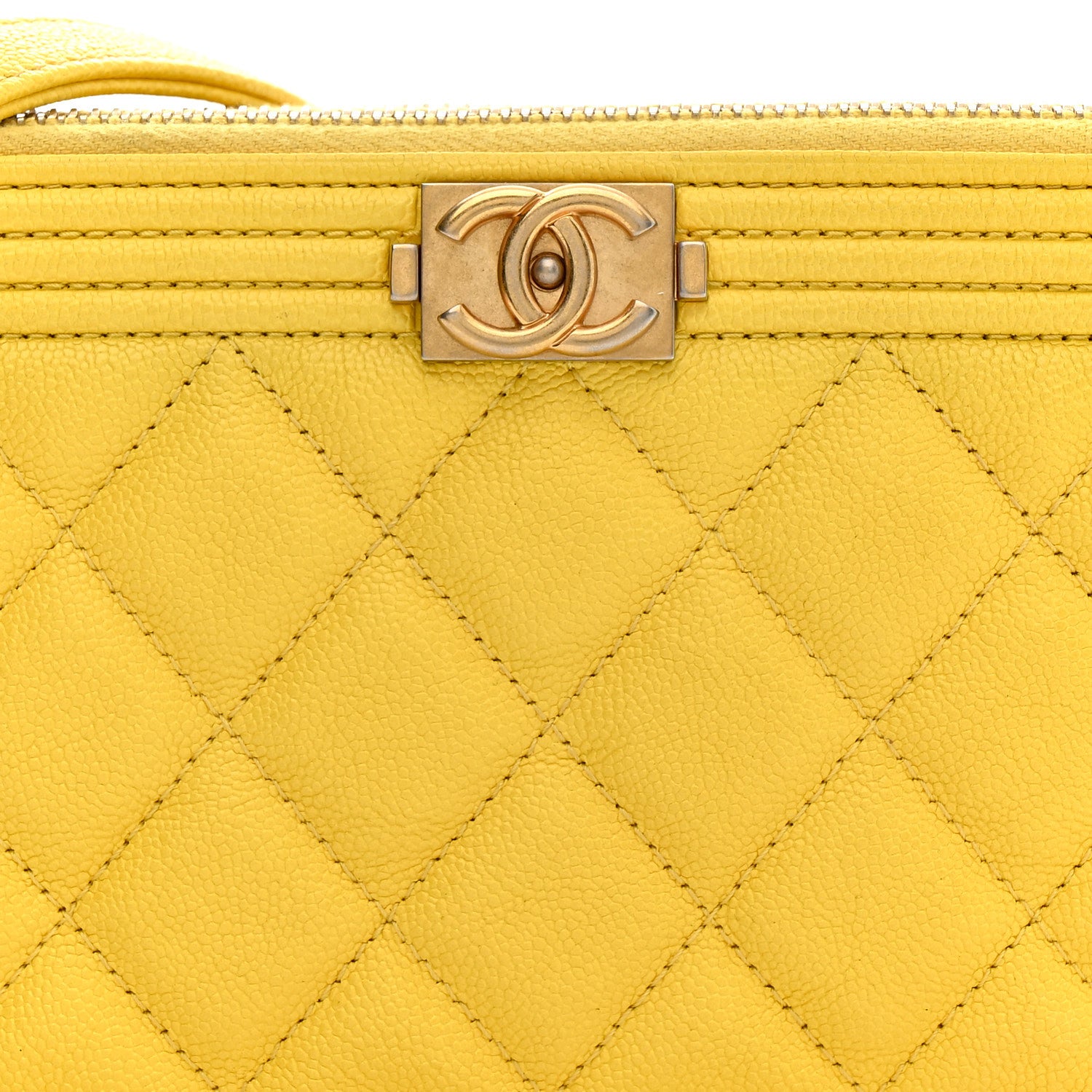 Chanel Caviar Quilted Small Boy Clutch With Chain Yellow 11 of 17