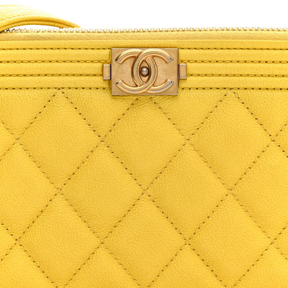 Chanel Caviar Quilted Small Boy Clutch With Chain Yellow 11 of 17