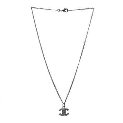 Chanel Crystal CC Necklace Silver 3 of 4