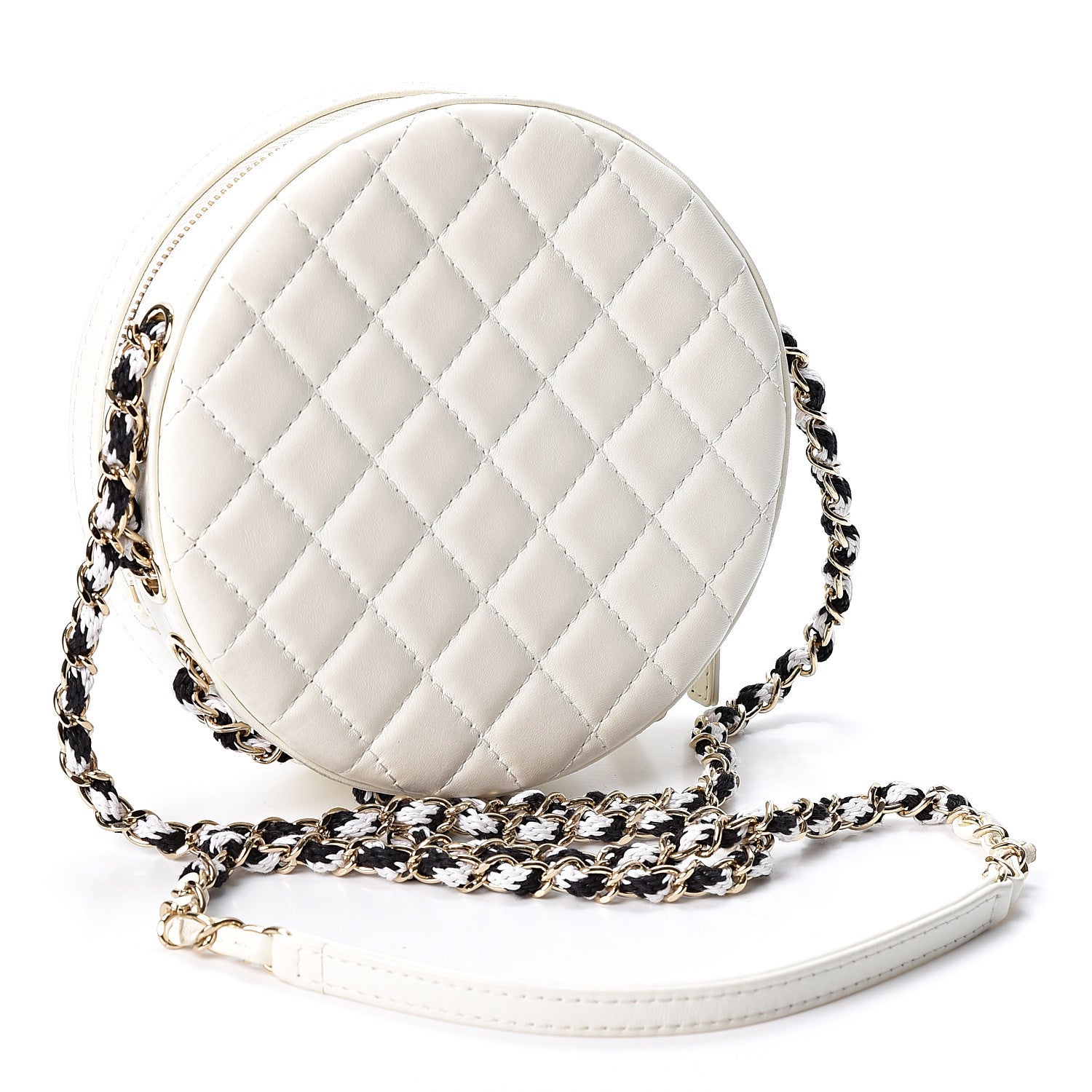 Chanel Lambskin Coco Lifesaver Round Bag Black White 2 of 10