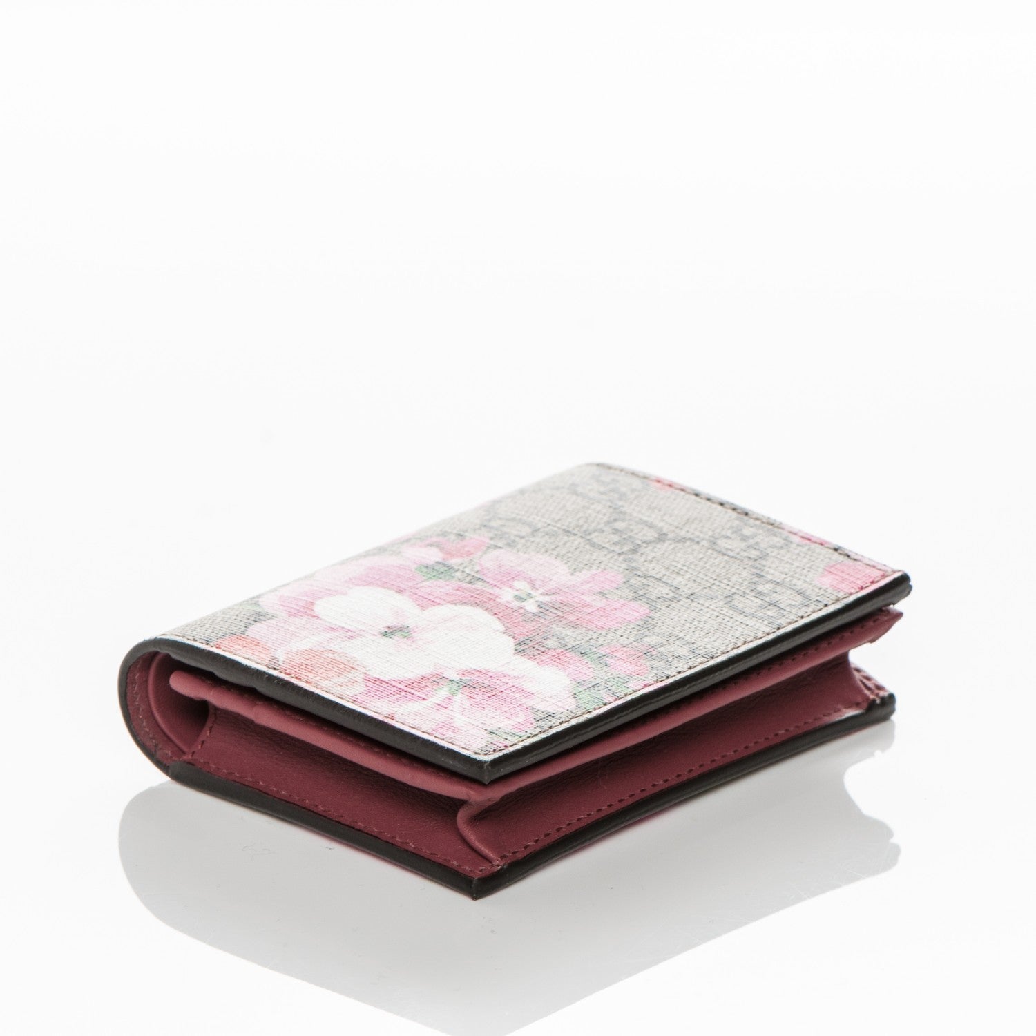 Gucci GG Supreme Monogram Blooms Card Case Beige Multicolor Dry Rose 4 of 7