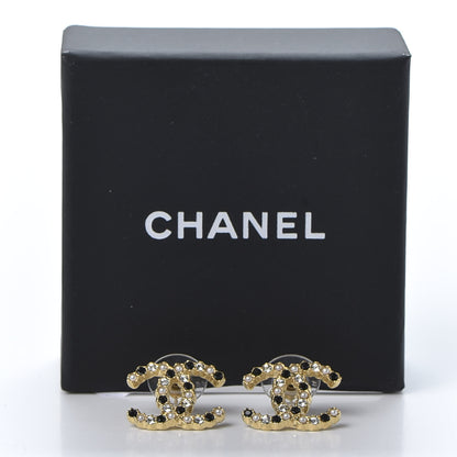 Chanel Resin Pearl Crystal CC Earrings Gold Black 5 of 5