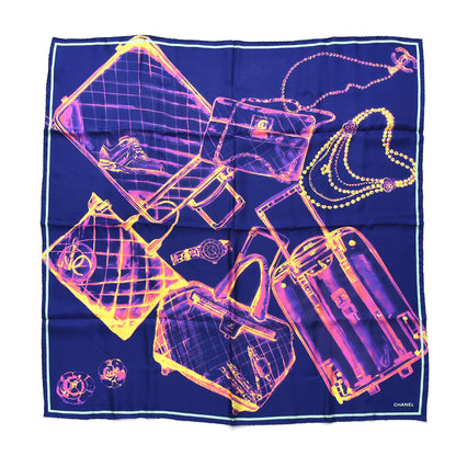 Chanel Silk X Ray Scarf Navy Blue 1 of 5