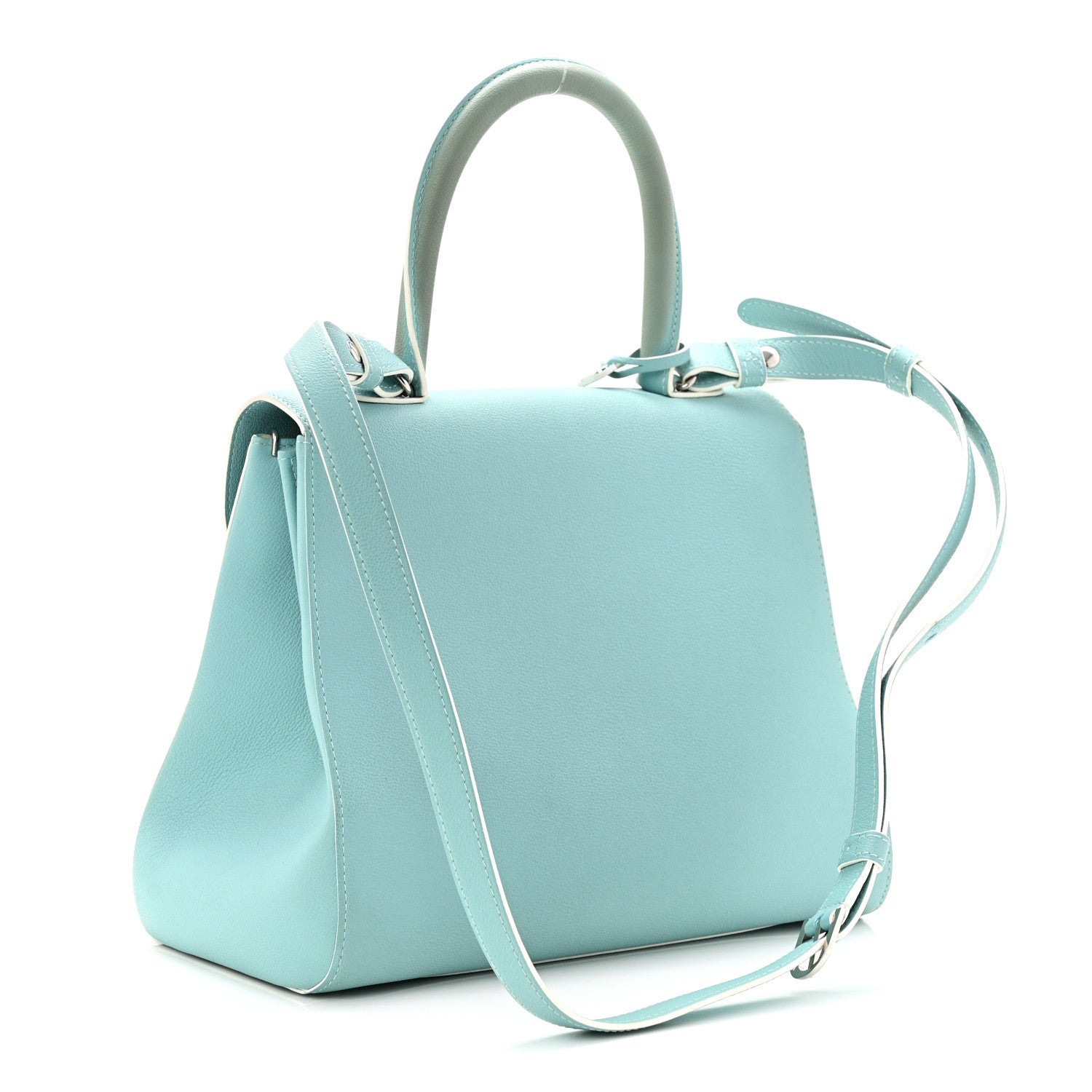 Delvaux Grained Calfskin MM Brillant Satchel Light Blue 3 of 13