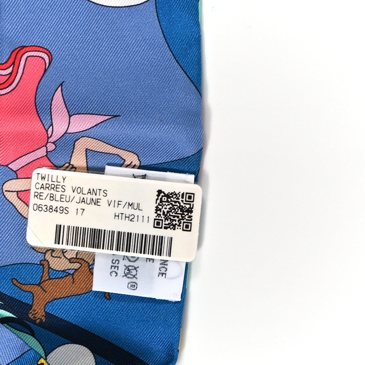 Silk Carres Volants Twilly Bleu Jaune Vif Multicolor