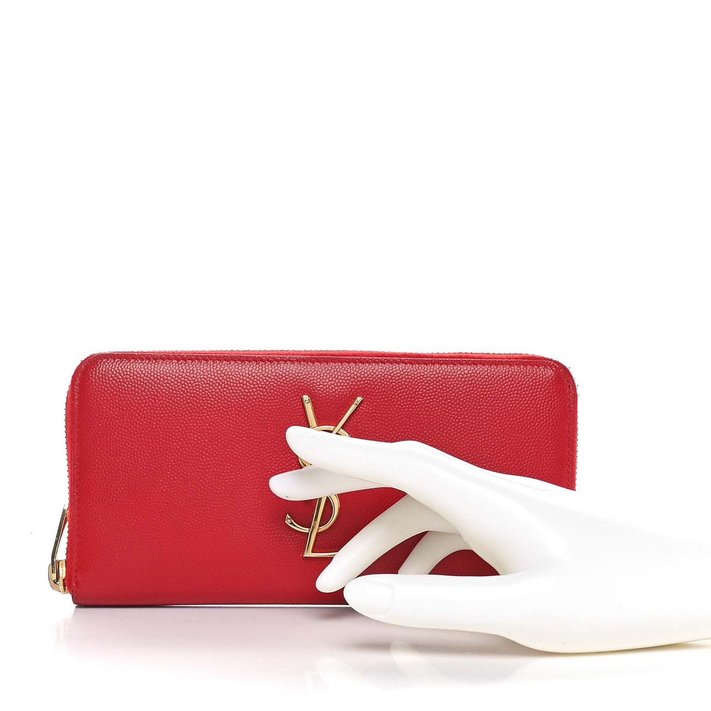 Grain De Poudre Matelasse Chevron Monogram Zip Around Wallet Red