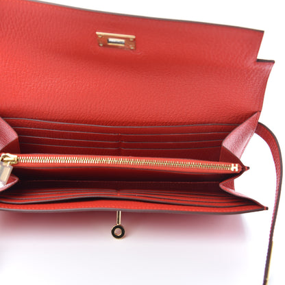 Hermes Chevre Mysore Kelly Longue Wallet Rouge Tomate 5 of 8