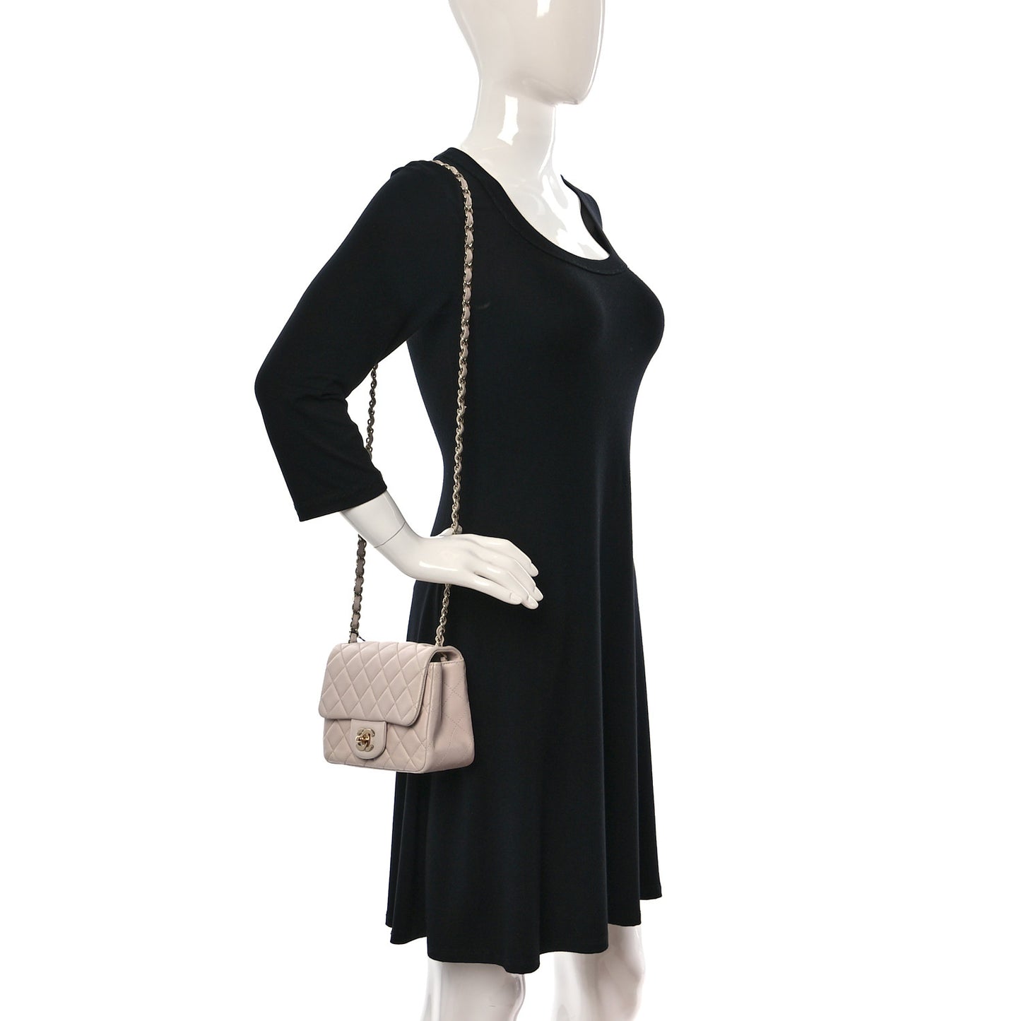 Lambskin Quilted Mini Square Flap Light Pink