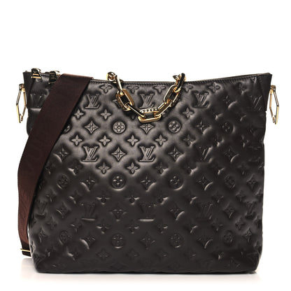 Louis Vuitton Calfskin Embossed Monogram Coussin Hobo MM Chocolate 1 of 10