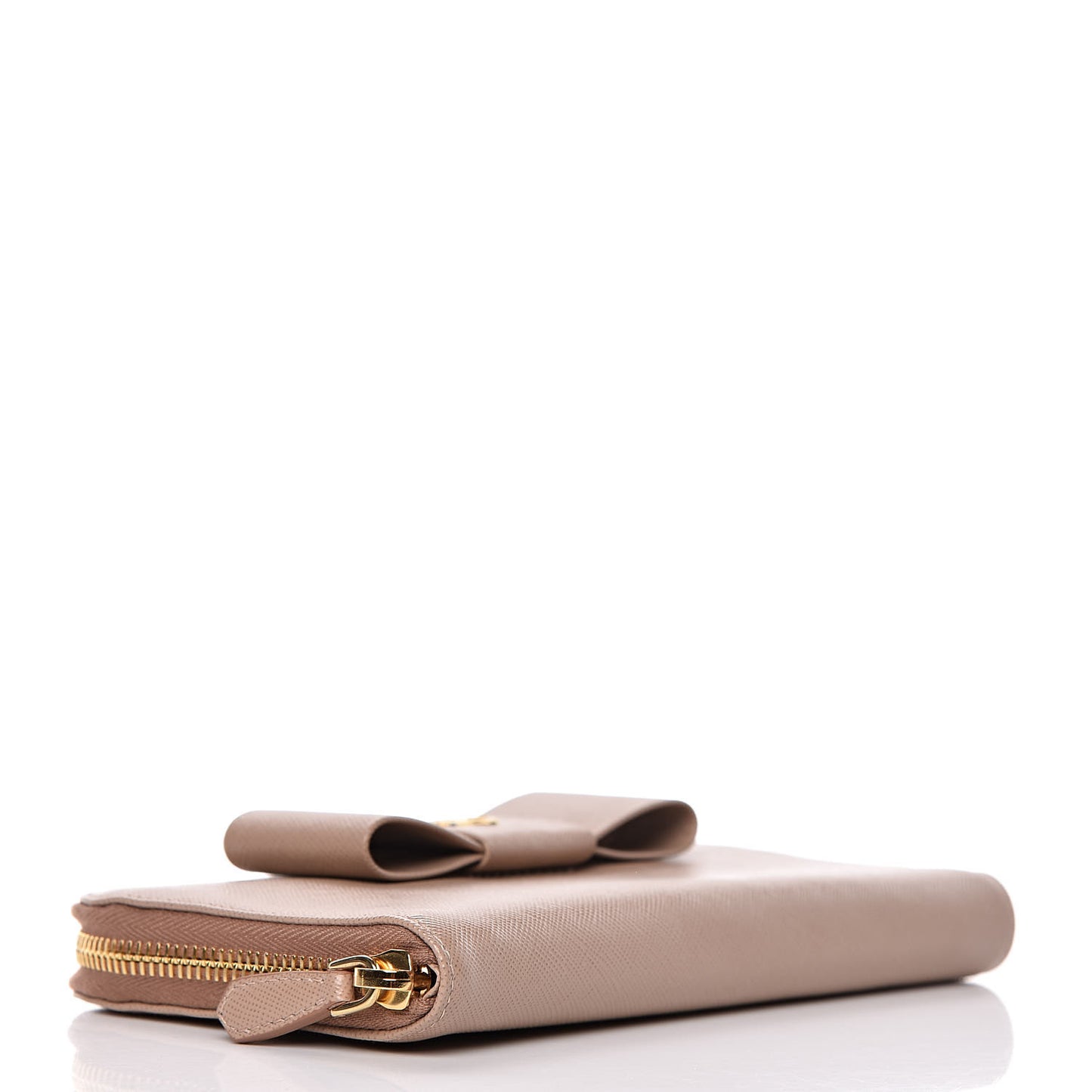 Saffiano Fiocco Bow Zip Around Wallet Cammeo