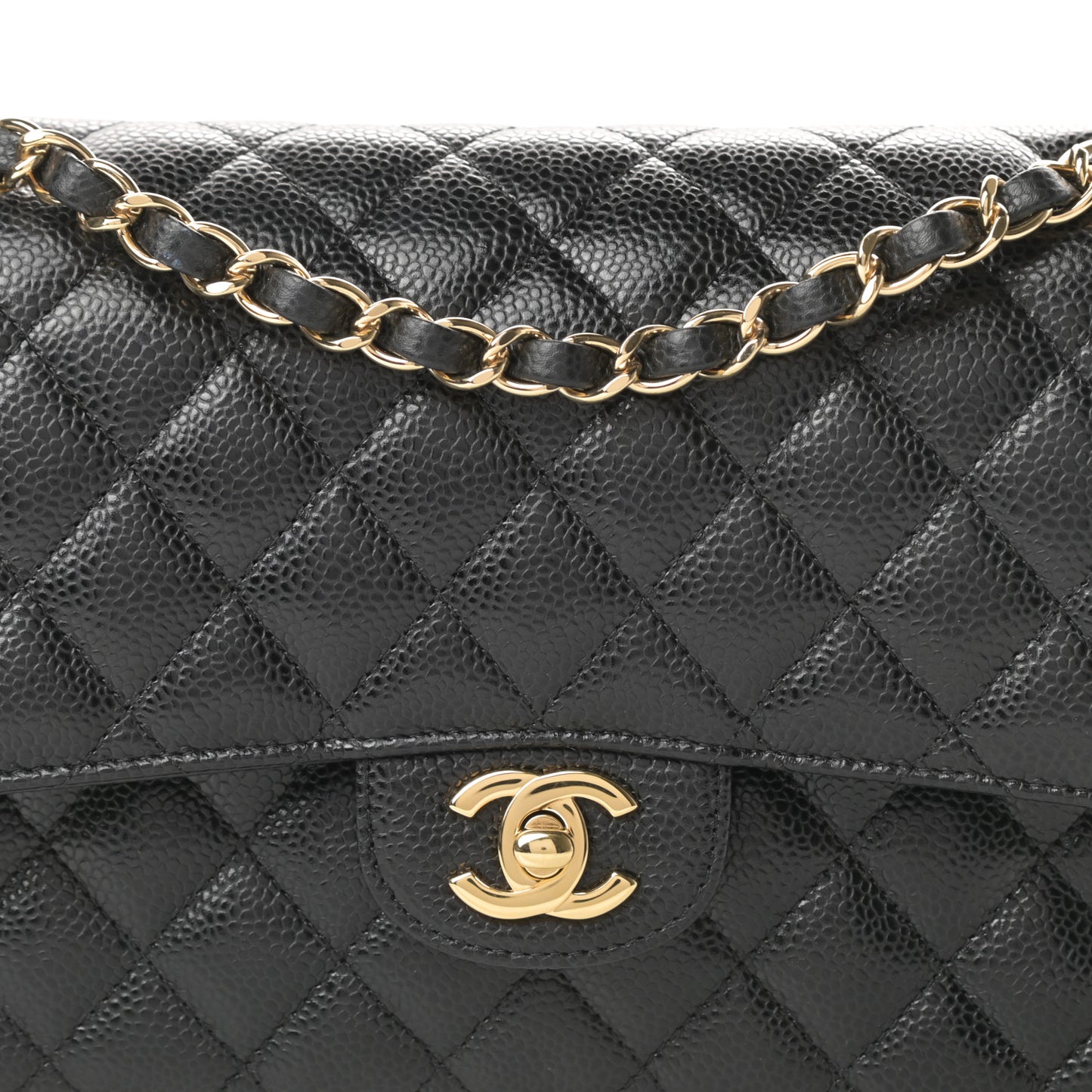Caviar Quilted Medium Double Flap Black