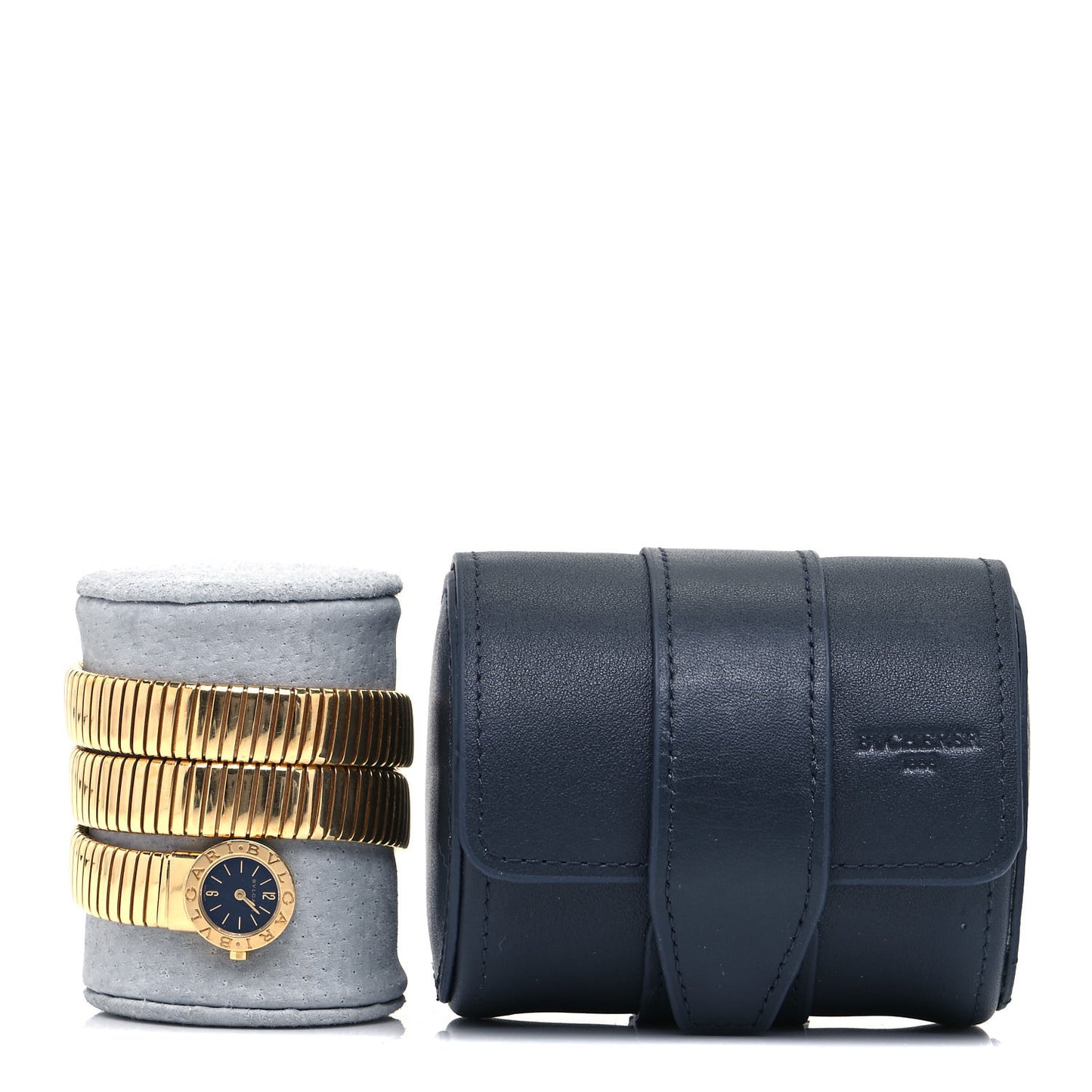 18K Yellow Gold 19mm Serpenti Tubogas Double Spiral Quartz Watch Black