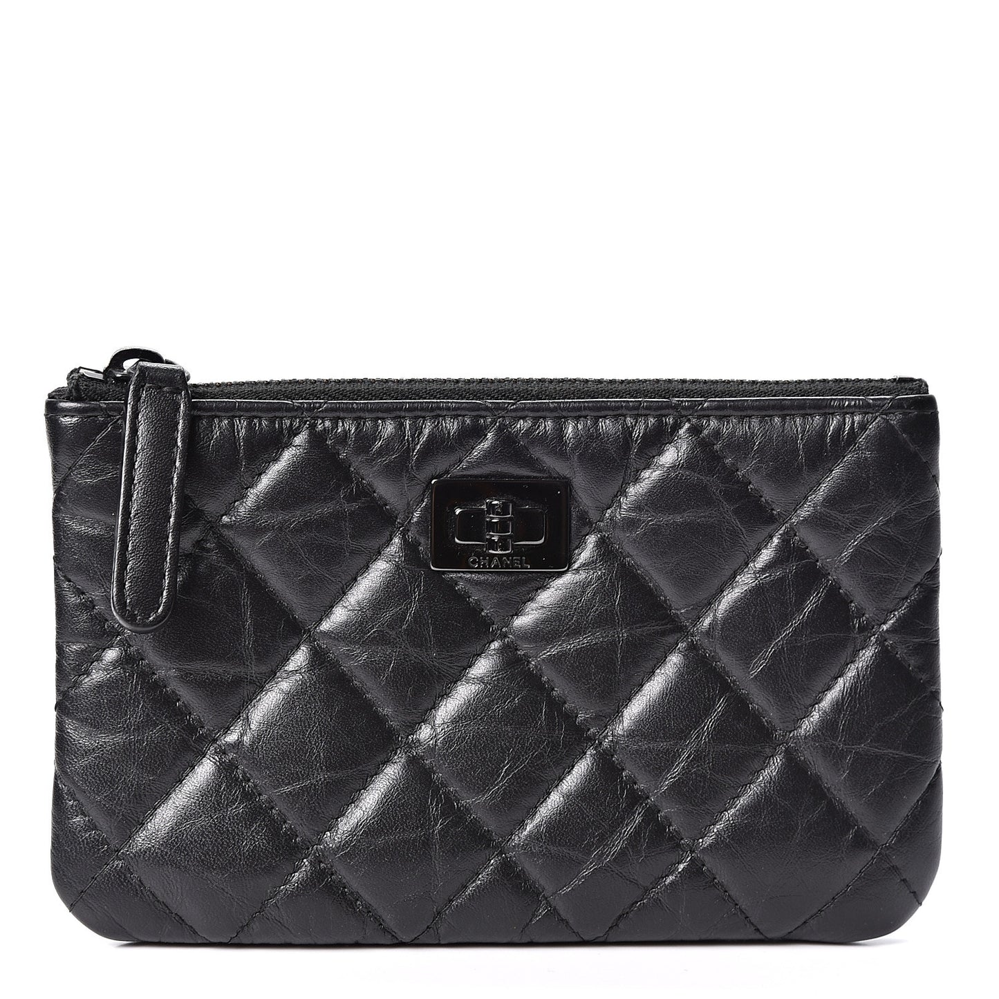 Aged Calfskin Quilted Small Reissue Cosmetic Case So Black