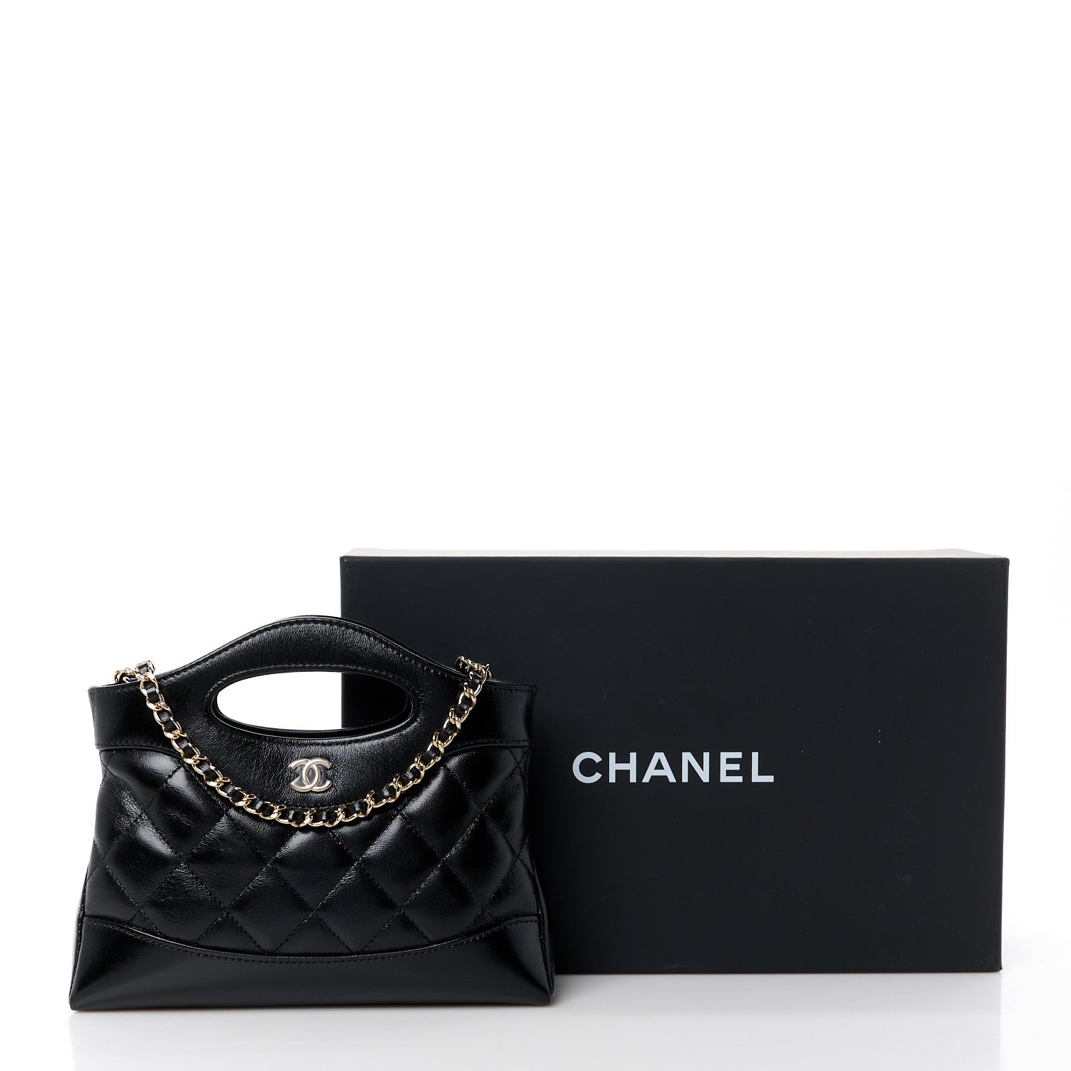 Chanel Shiny Crumpled Calfskin Quilted Nano 31 Shopping Bag Black 11 of 11