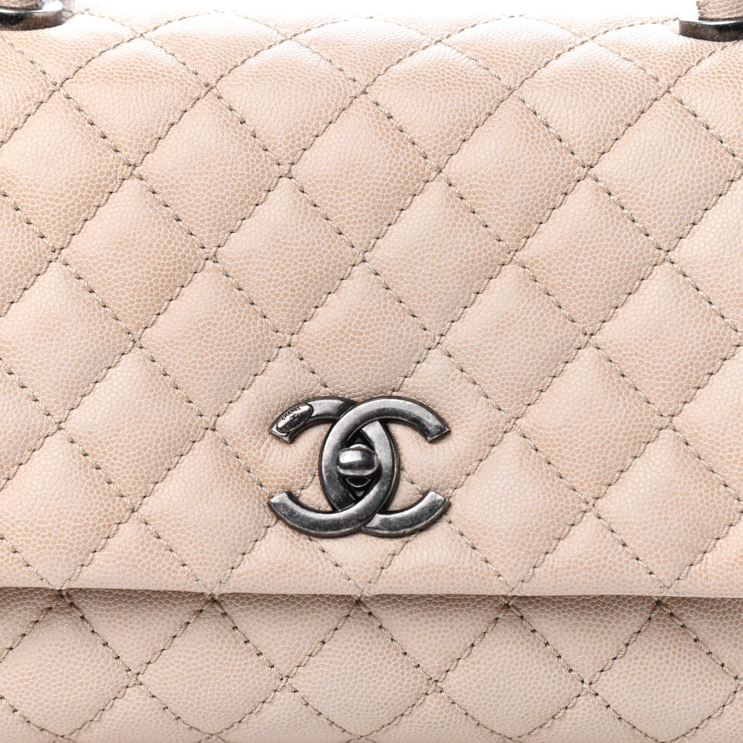 Chanel Caviar Quilted Small Coco Handle Flap Light Beige 10 of 10