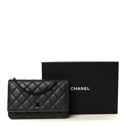 Chanel Lambskin Quilted Wallet On Chain WOC So Black 12 of 12
