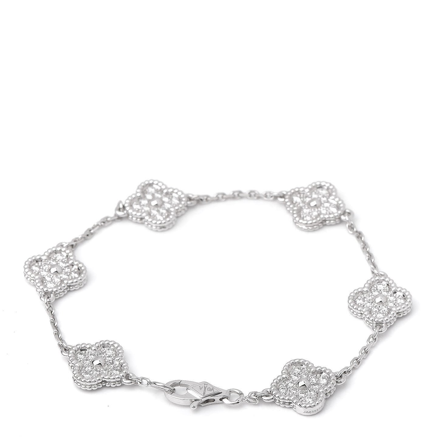 18K White Gold Diamond 6 Motifs Sweet Alhambra Bracelet