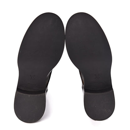 Louis Vuitton Calfskin Monogram Wonderland Flat Ranger Boots 38.5 Black 5 of 8