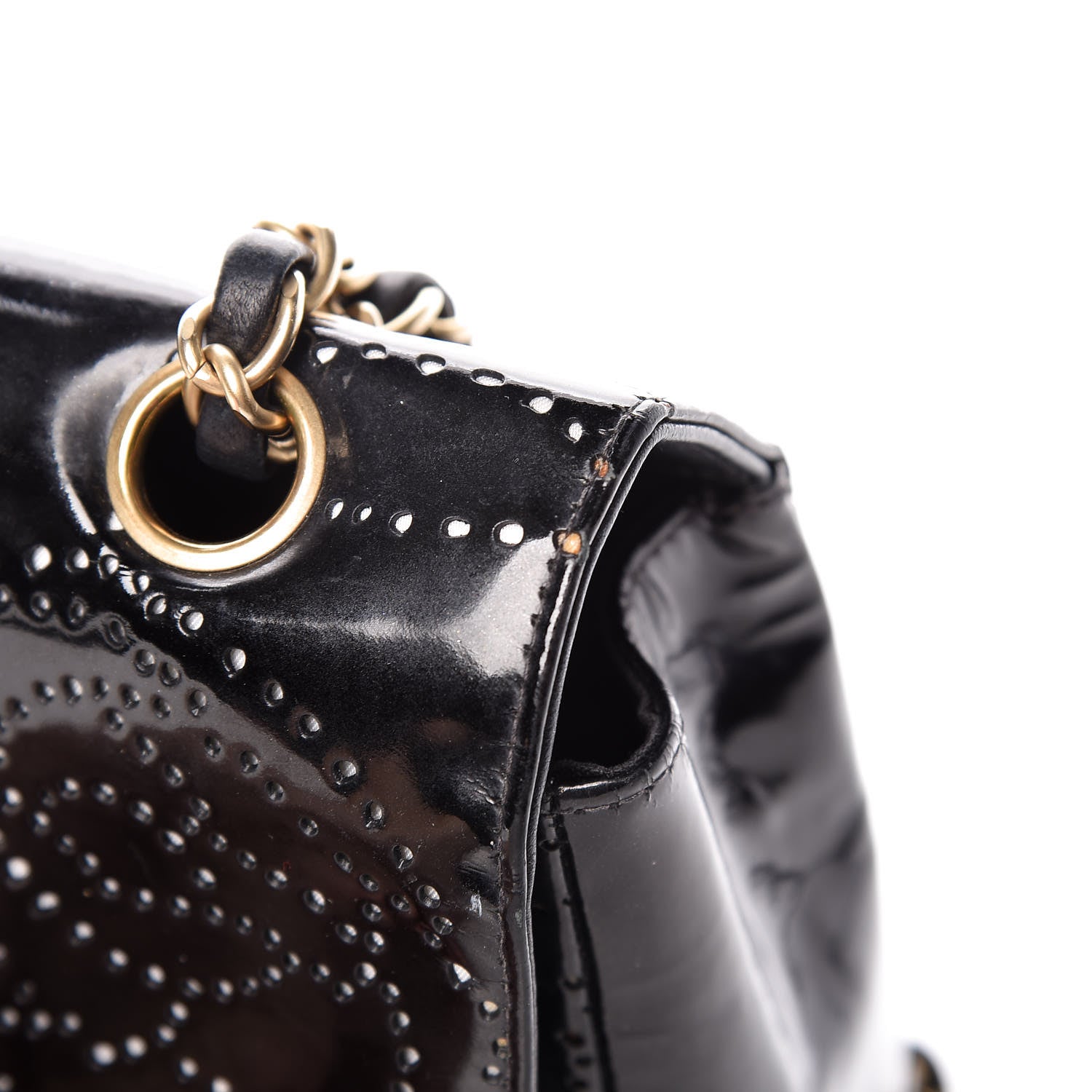 Chanel Patent Perforated Camellia Medium Single Flap Black 9 of 20