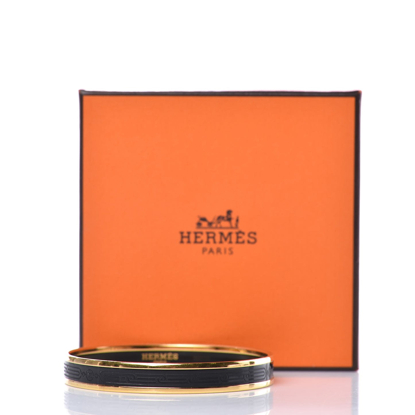 Enamel Printed Narrow Sellier Bracelet 65 Black