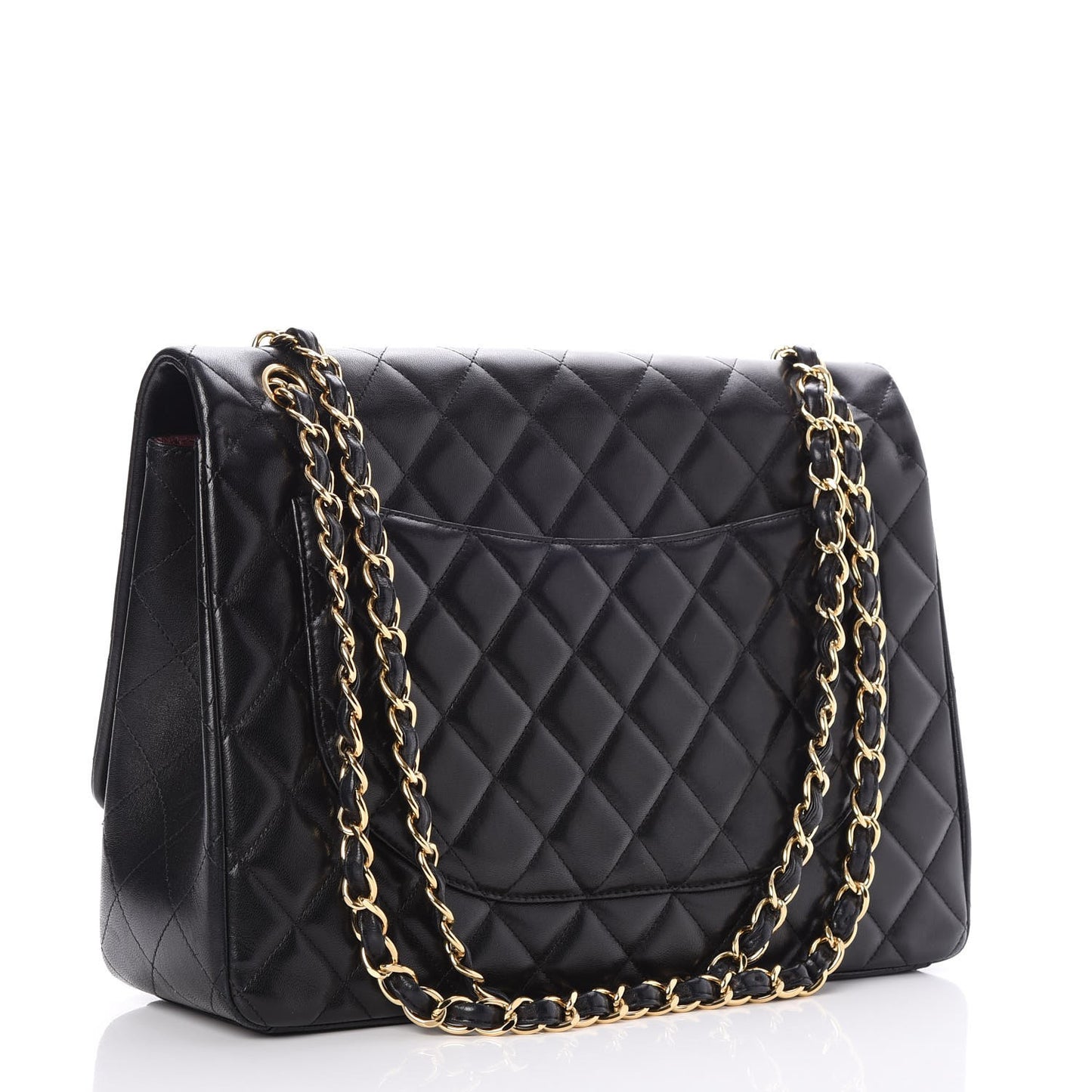 Lambskin Quilted Maxi Single Flap Black