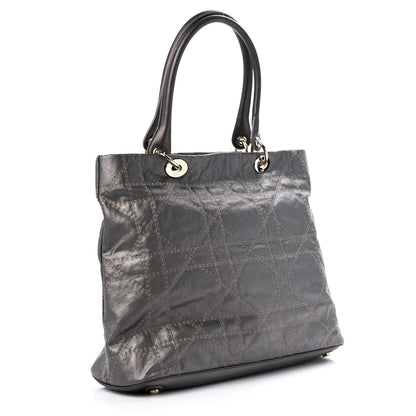 Christian Dior Coated Canvas Cannage Large Dior Soft Shopping Tote Grey 2 of 8