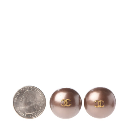 Chanel Faux Pearl CC Clip On Earrings Bronze 2 of 5