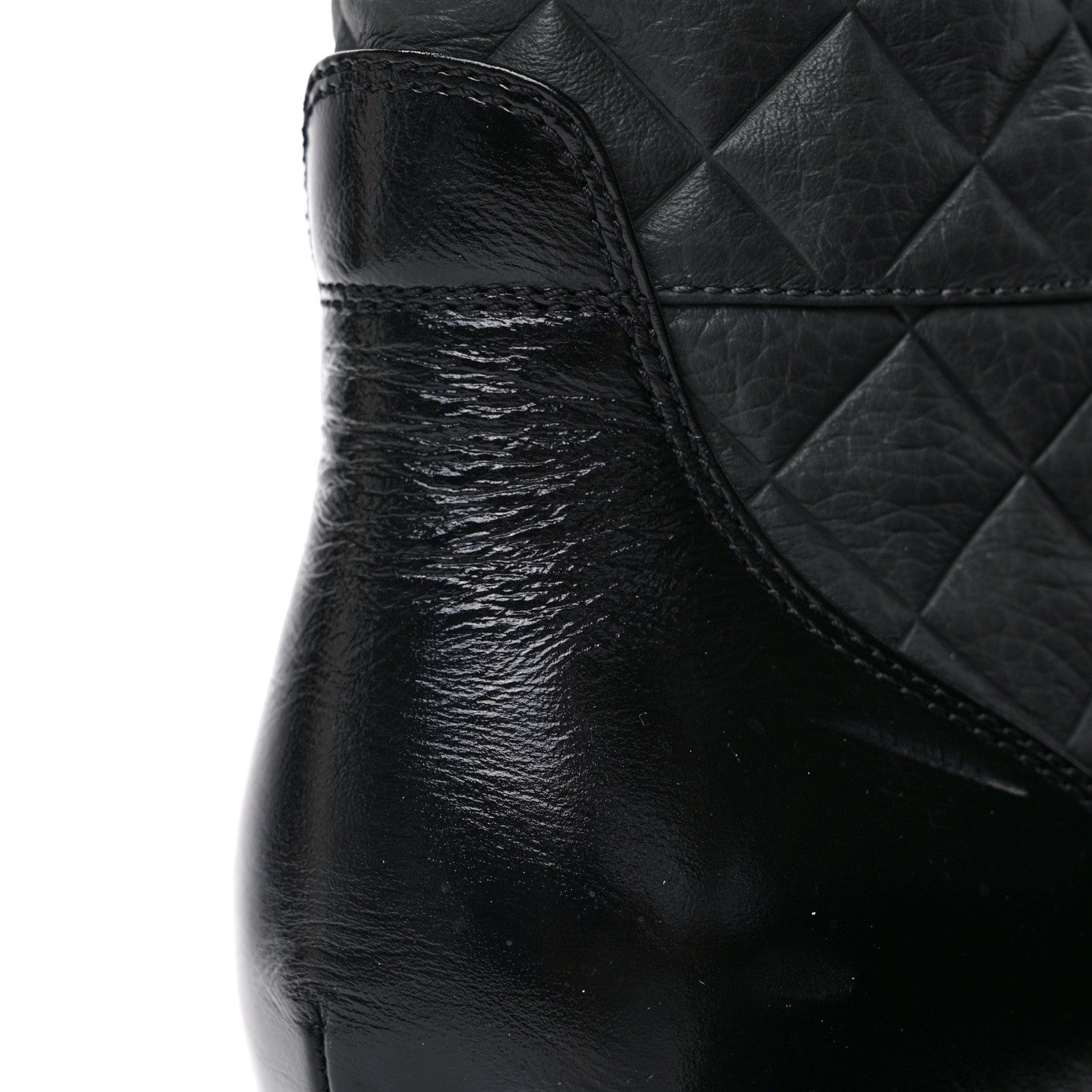 Chanel Calfskin Shiny Calfskin Quilted Lace Up Combat Boots 40.5 Dark Grey Black 9 of 10
