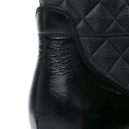 Chanel Calfskin Shiny Calfskin Quilted Lace Up Combat Boots 40.5 Dark Grey Black 9 of 10