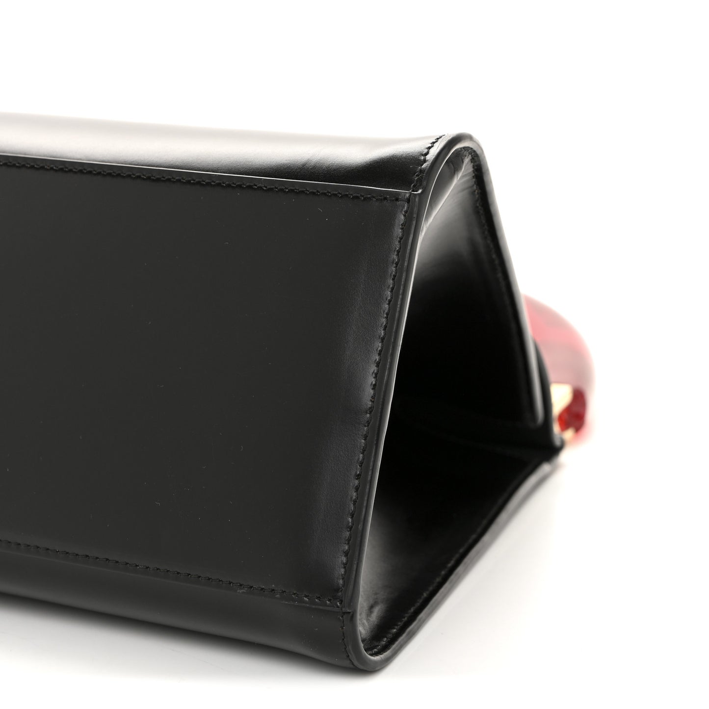Calfskin Prism Top Handle Bag Black