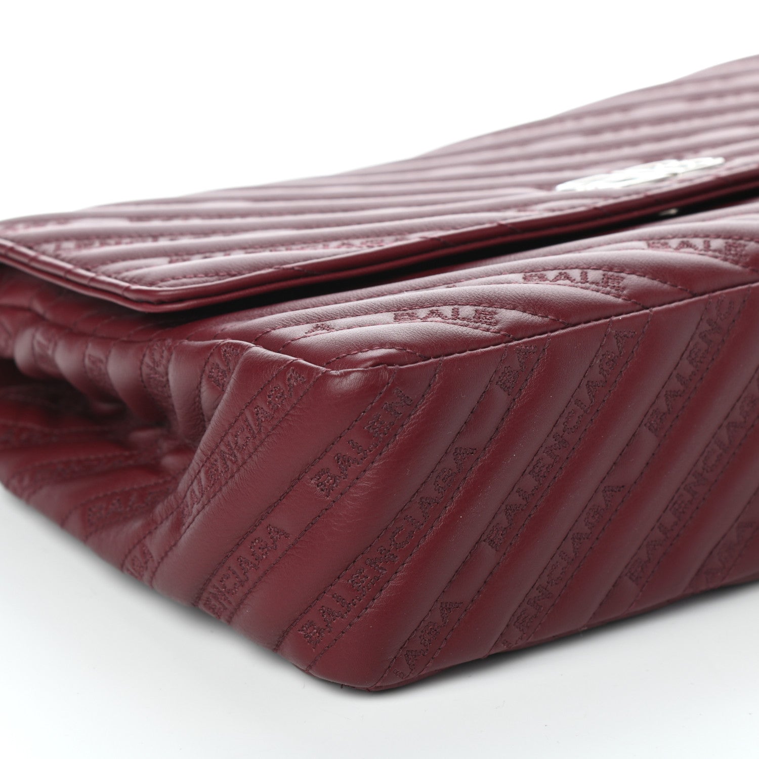 Balenciaga Calfskin Logo Matelasse Large BB Flap Chain Shoulder Bag Burgundy 8 of 9