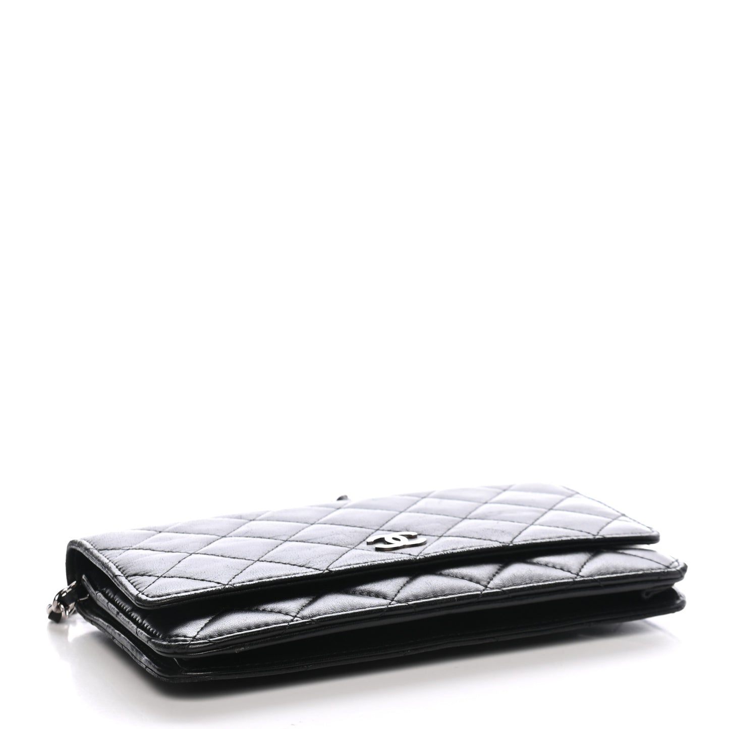 Lambskin Quilted Wallet On Chain WOC Black