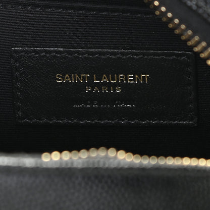 Saint Laurent Grain De Poudre Matelasse Chevron Quilted Round Vinyle Camera Bag Black 7 of 10