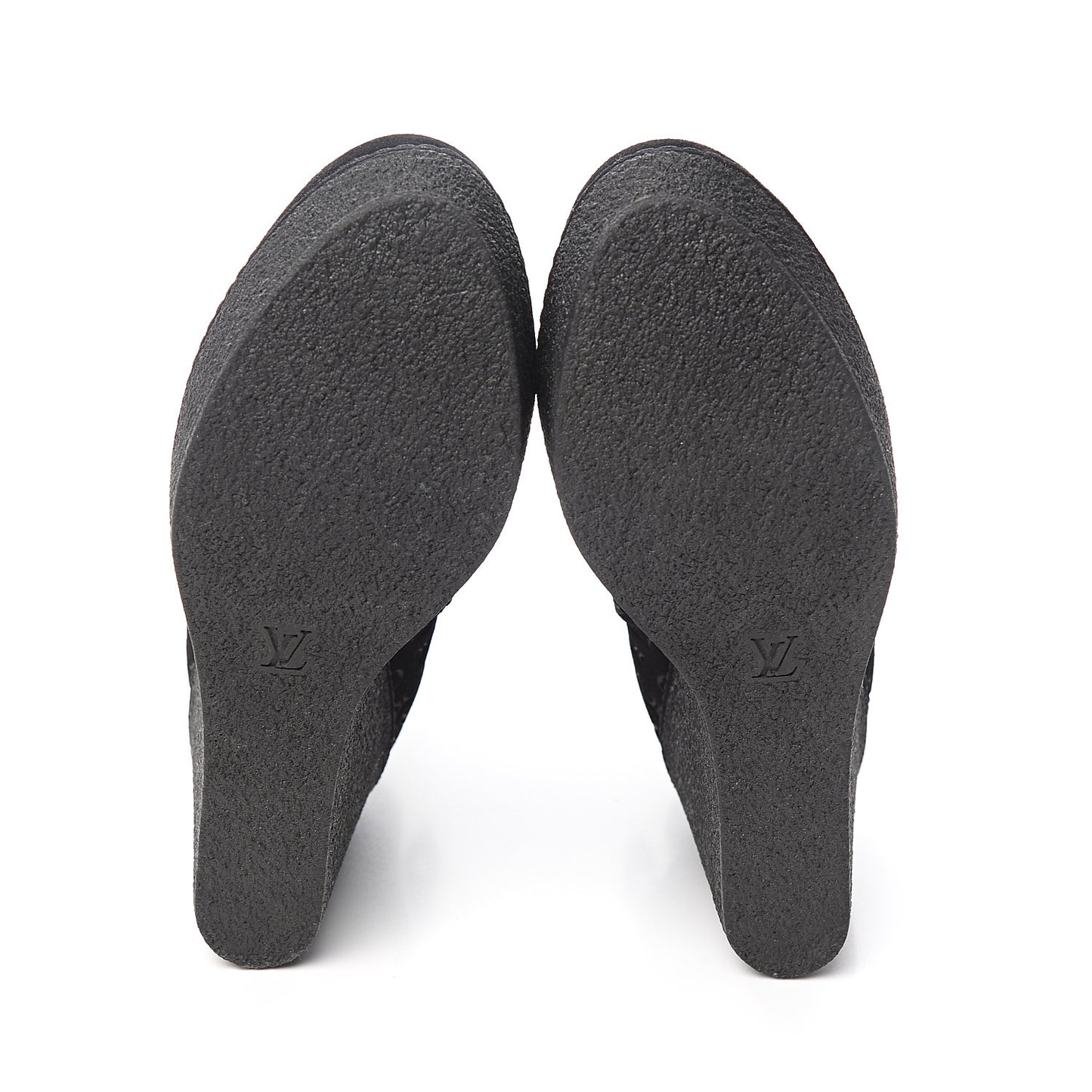 Monogram Embossed Suede Wedge Low Boots 38.5 Black
