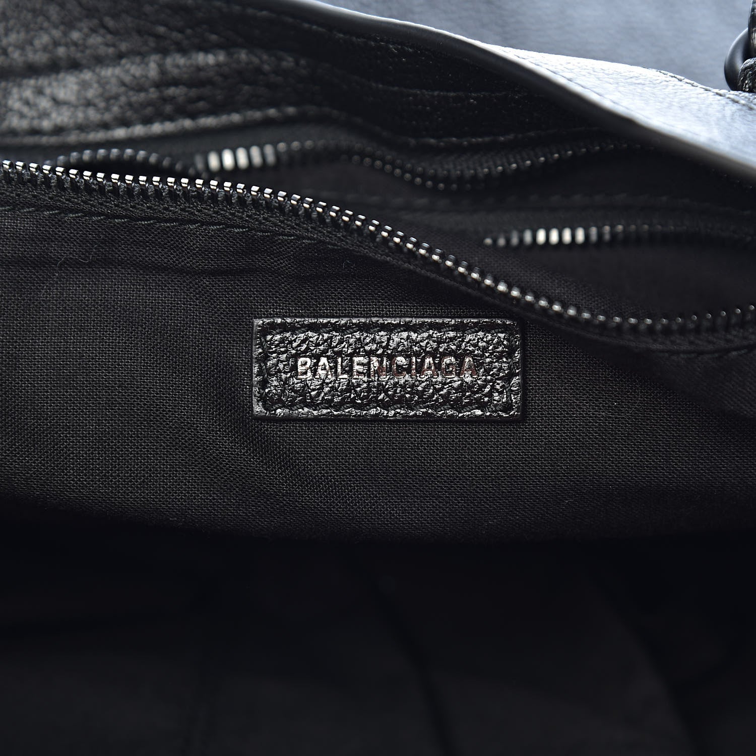 Balenciaga Shiny Grained Goatskin Black Metallic Edge City Black 6 of 9