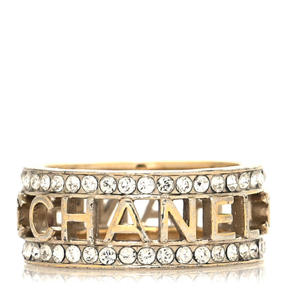 Chanel Metal Crystal Bow-tiful CC Logo Ring 7.25 55 Gold 1 of 6