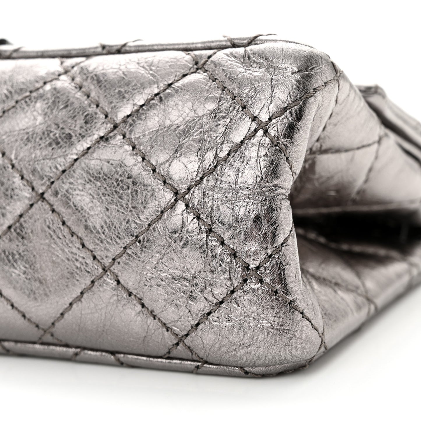 Metallic Calfskin Quilted 2.55 Reissue 224 Flap Silver