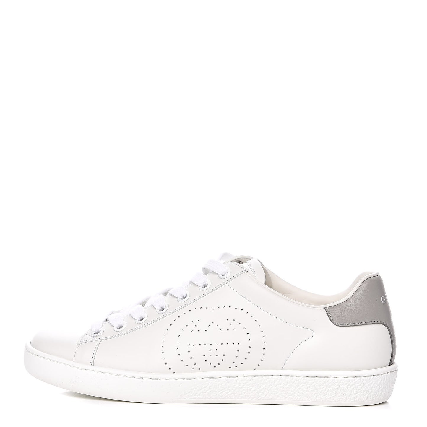 Calfskin Interlocking G Perforated Womens Ace Sneakers 36.5 White Grey Sky