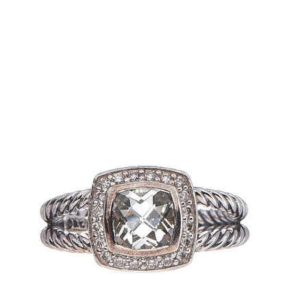 David Yurman Sterling Silver Diamond Prasiolite 7mm Petite Albion Ring 57 8 1 of 4