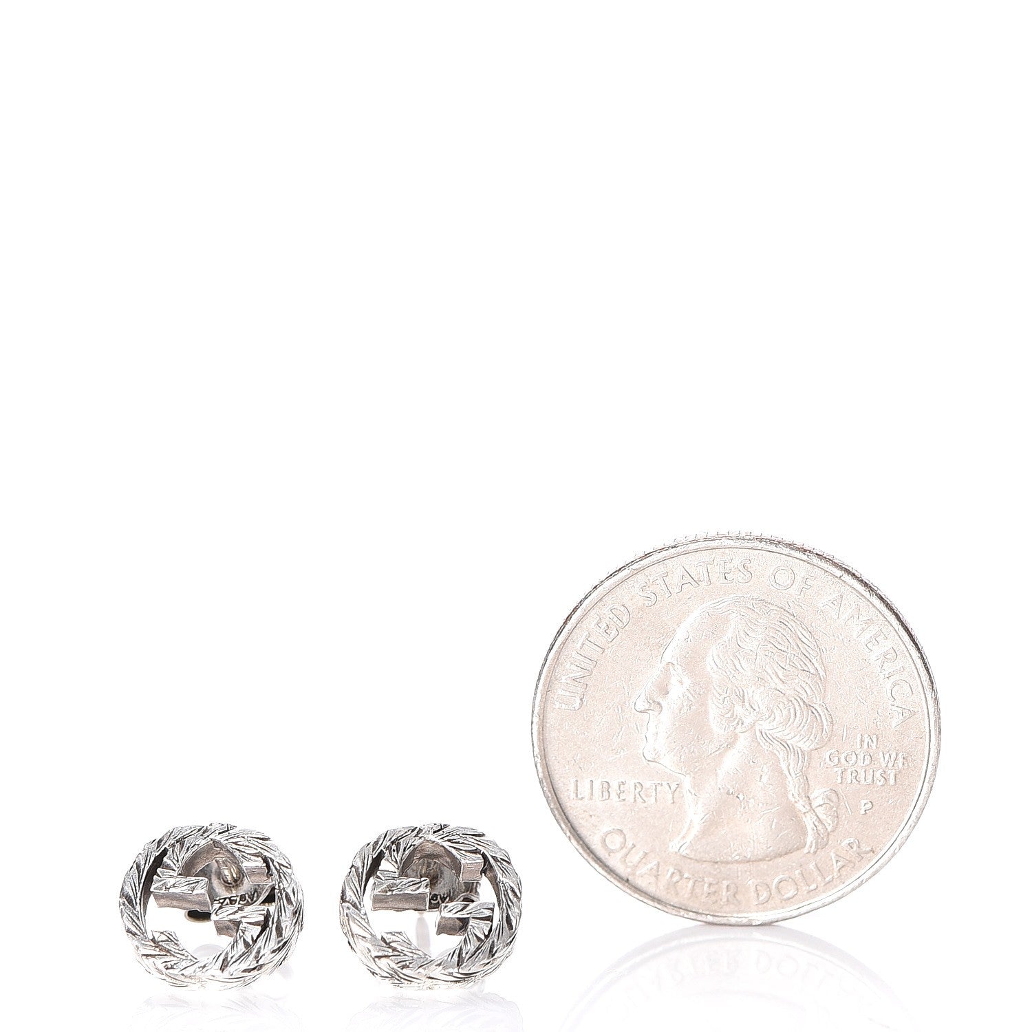 Gucci Sterling Silver Textured Interlocking G Stud Earrings 2 of 5