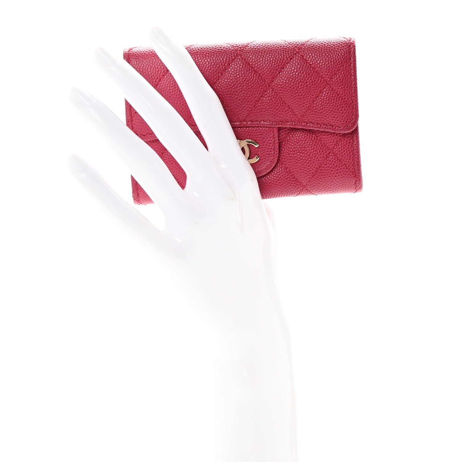 Chanel Caviar Quilted Flap Card Holder Wallet Dark Pink 2 of 8