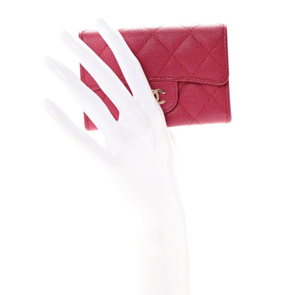 Chanel Caviar Quilted Flap Card Holder Wallet Dark Pink 2 of 8