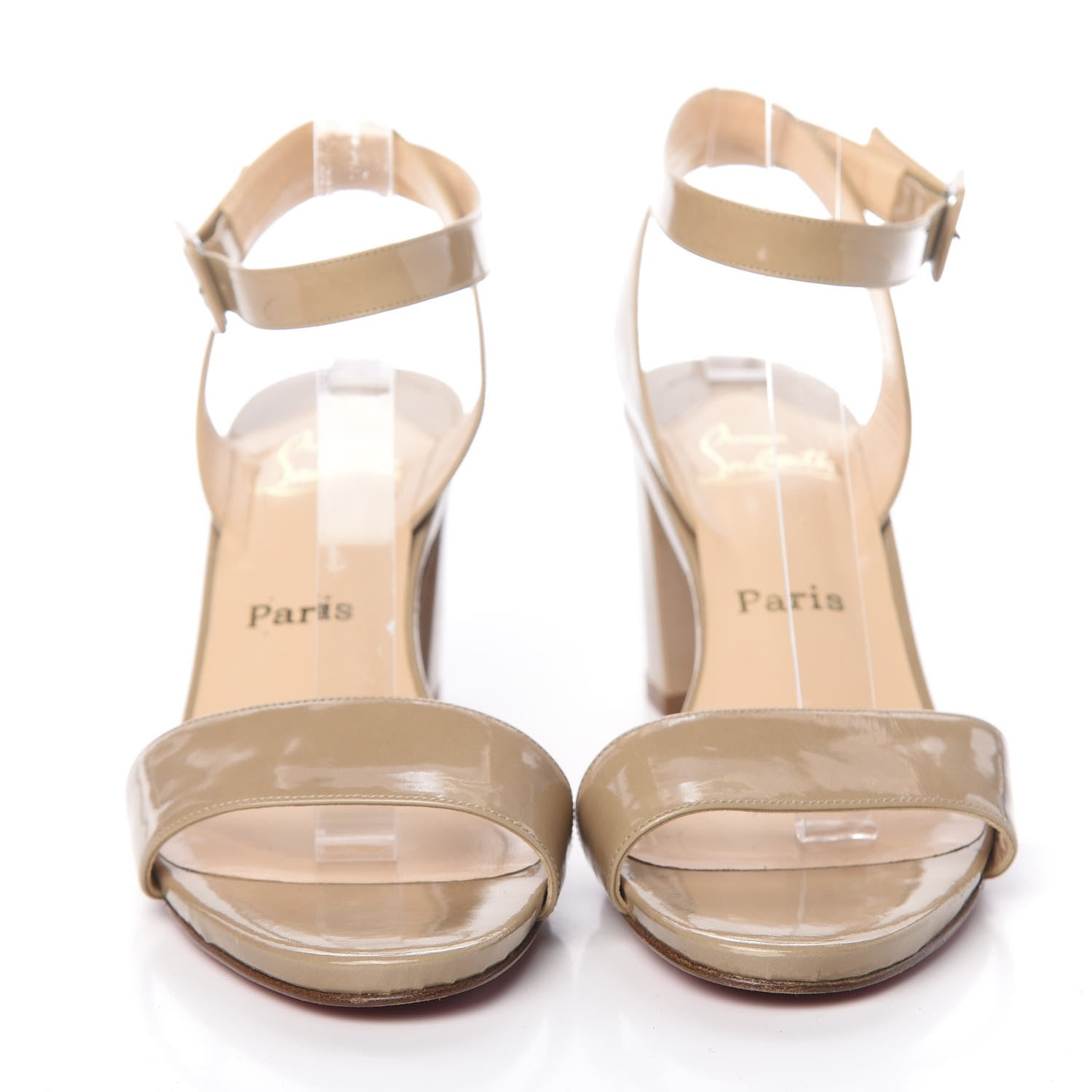 Christian Louboutin Patent Jordi Heel Sandals 40.5 Nude 2 of 9