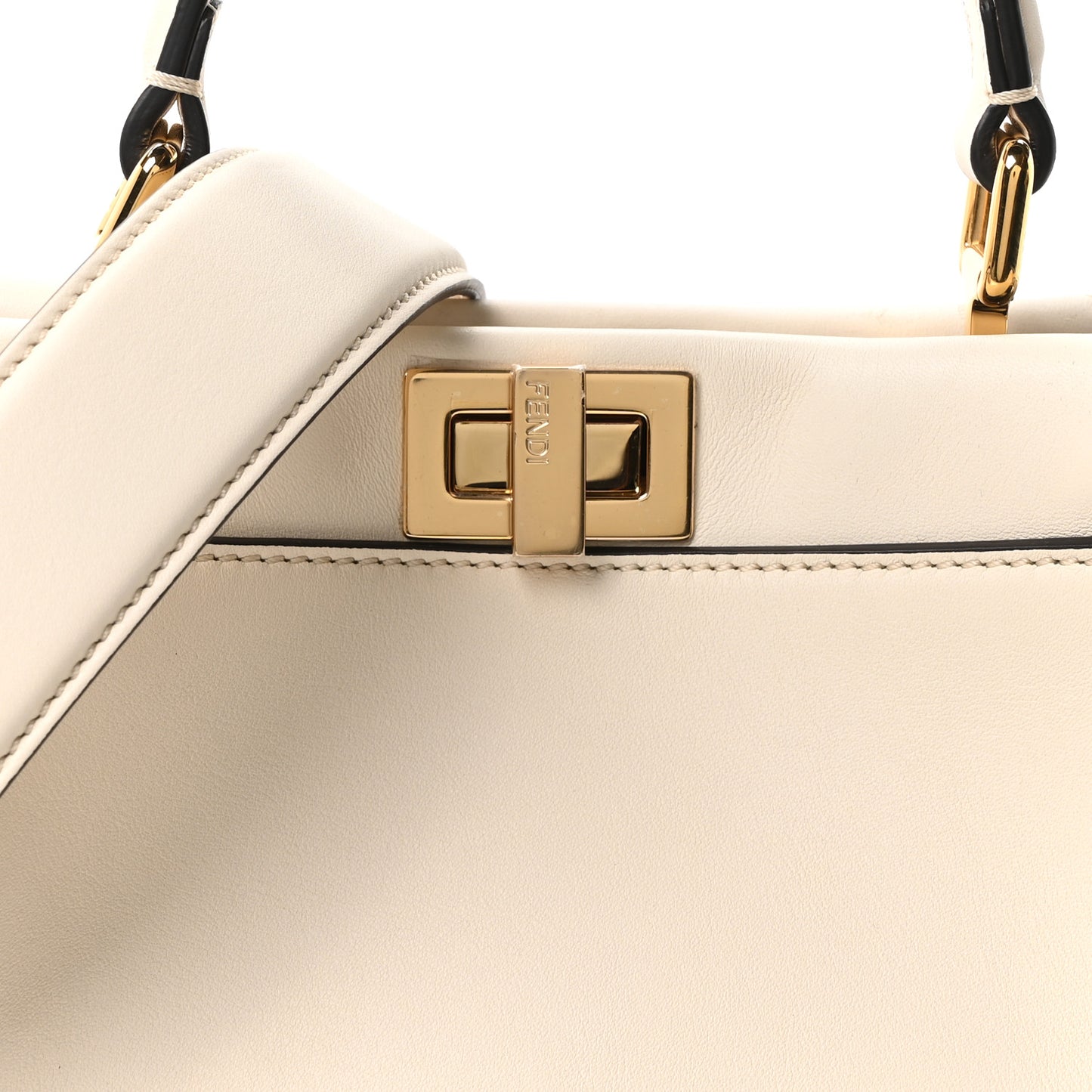 Vitello Seta Suede FF Mini Peekaboo Iconic Satchel Uovo Sigaro Marrone