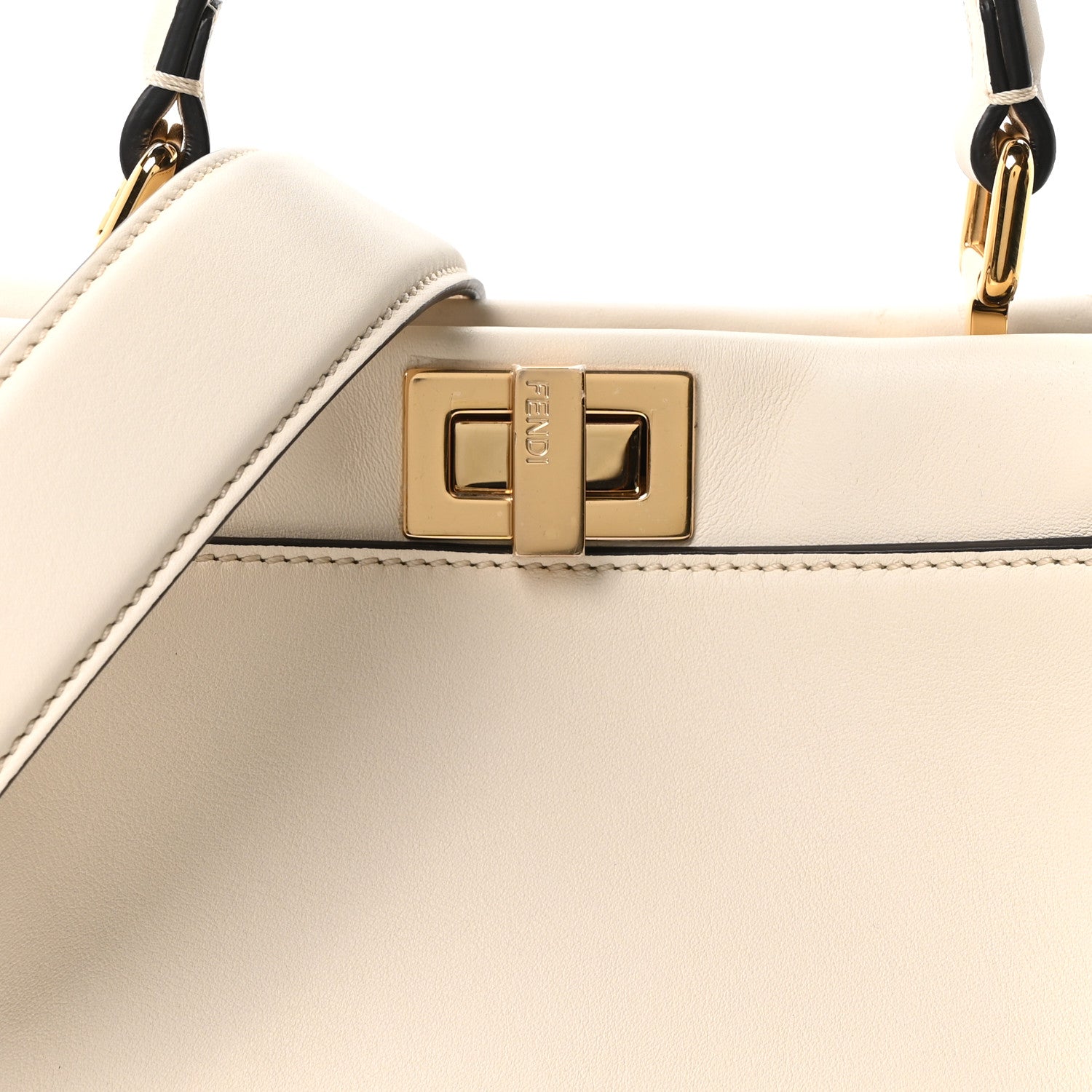 Fendi Vitello Seta Suede FF Mini Peekaboo Iconic Satchel Uovo Sigaro Marrone 7 of 9