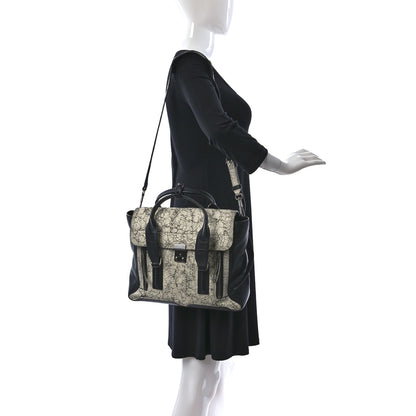 3.1 Phillip Lim Cracked Lambskin Large Pashli Satchel Black White 2 of 9