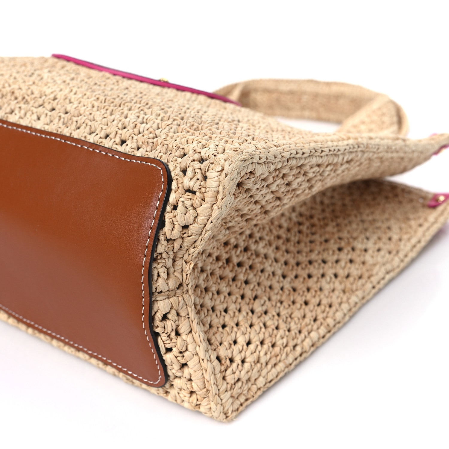 オンザゴー ラフィア mm Louis Vuitton Raffia Calfskin Hawaii OnTheGo MM Natural Fuchsia