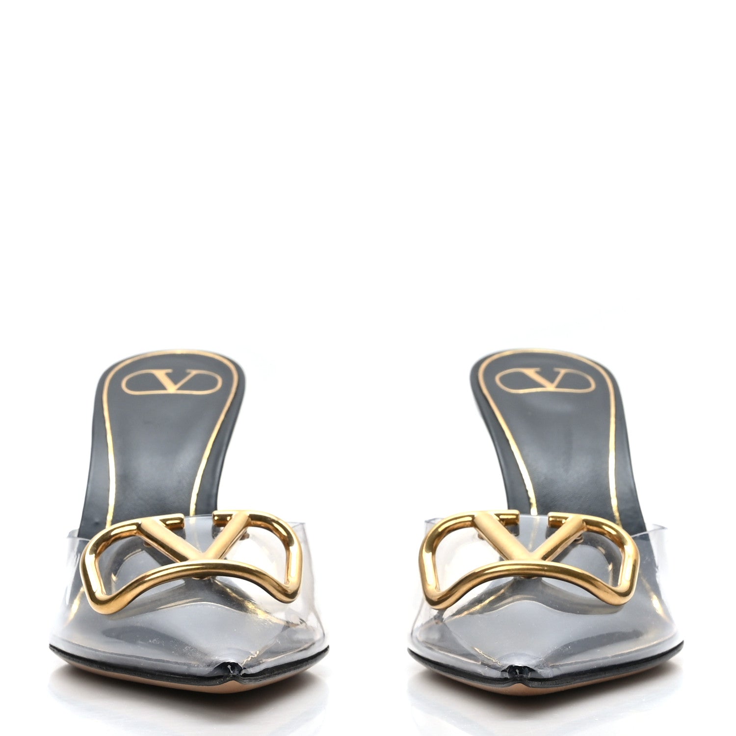 Valentino Garavani PVC Calfskin VLogo Pointed Toe 80mm Mules 39 Transparent 2 of 7