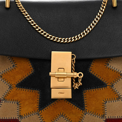 Chloe Suede Calfskin Wonder Woman Patchwork Drew Shoulder Bag Black 7 of 13